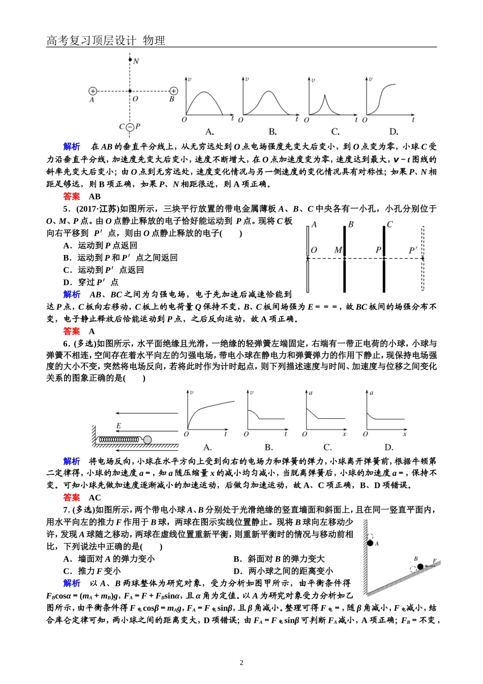 配餐作业20库仑定律　电场力的性质_第2页