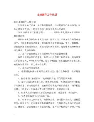 出纳新年工作计划 