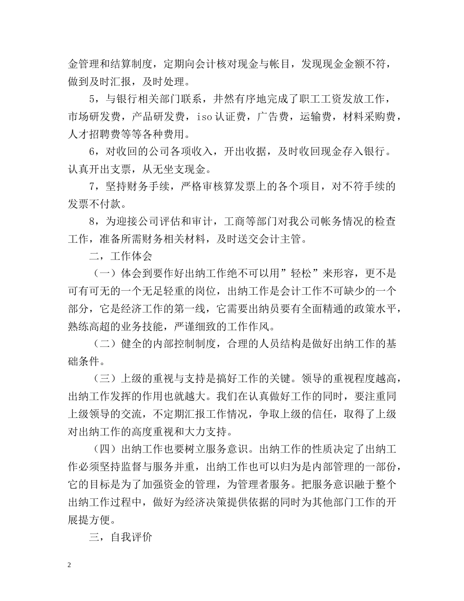 出纳年终总结格式 _第2页