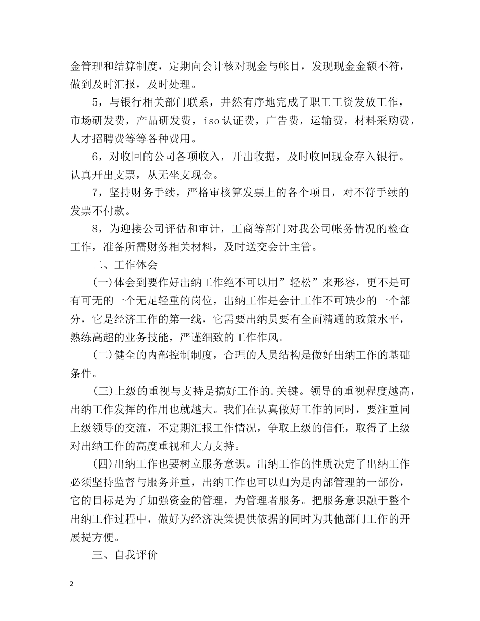 出纳年终总结格式2 _第2页