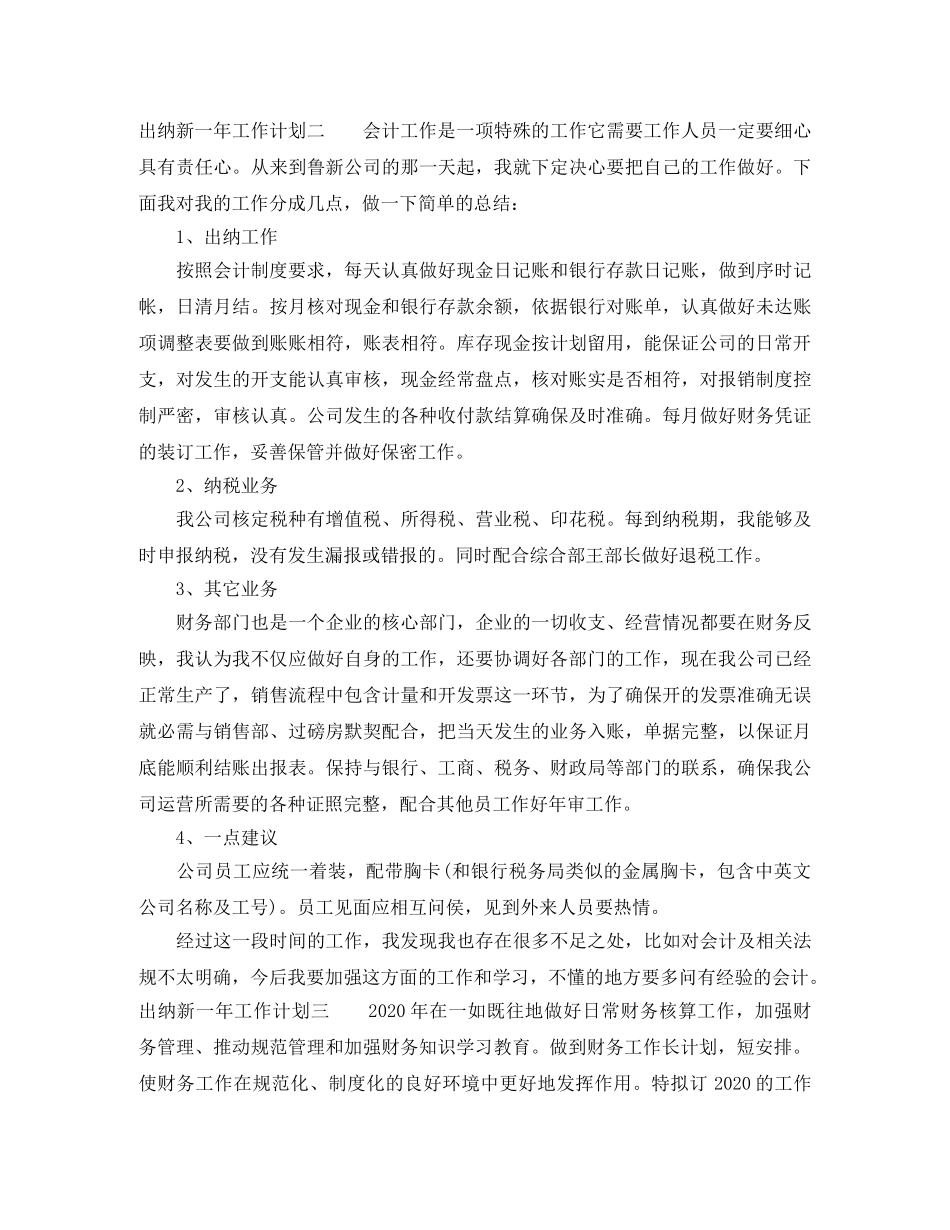 出纳新一年工作计划 _第2页
