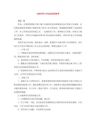出纳年终工作总结范例参考 