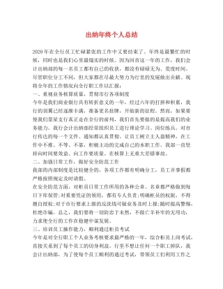 出纳年终个人总结 