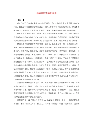 出纳年终工作总结700字 