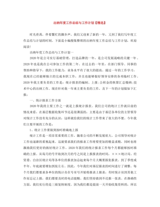 出纳年度工作总结与工作计划【精选】 