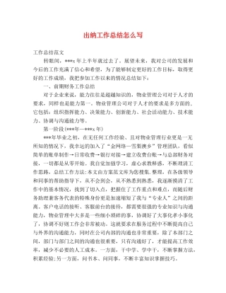 出纳工作总结怎么写 