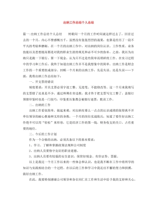 出纳工作总结个人总结 