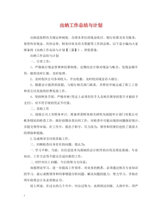 出纳工作总结与计划2 