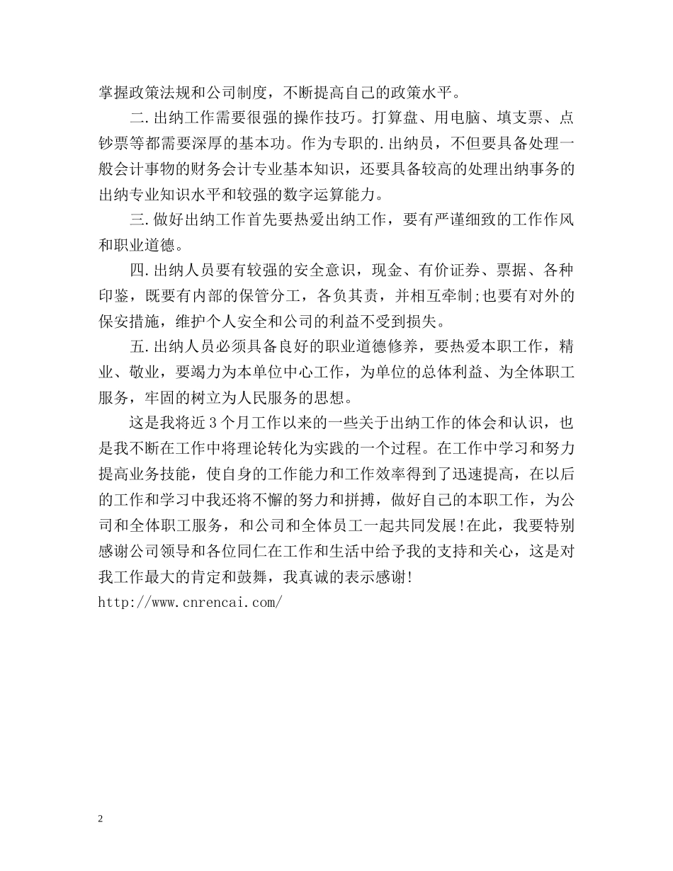 出纳员工作总结 _第2页