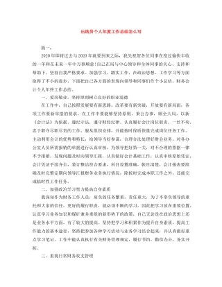 出纳员个人年度工作总结怎么写 