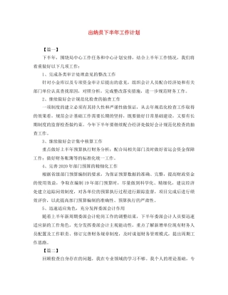 出纳员下半年工作计划 