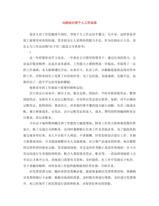 出纳会计的个人工作总结 