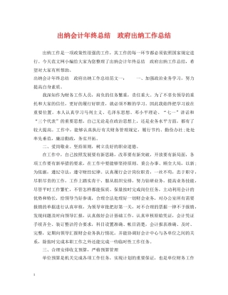 出纳会计年终总结　政府出纳工作总结 