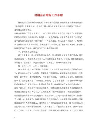 出纳会计财务工作总结 