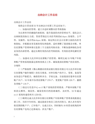 出纳会计工作总结 