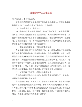出纳会计个人工作总结 (2) 