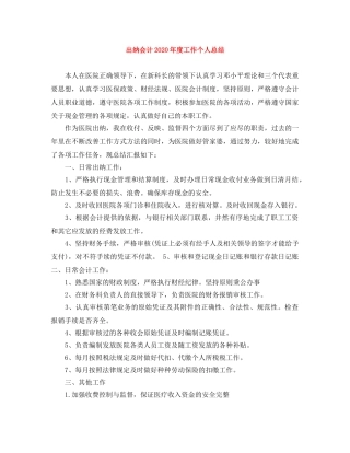 出纳会计2020年度工作个人总结 