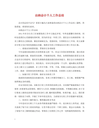 出纳会计个人工作总结 