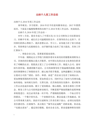 出纳个人度工作总结 