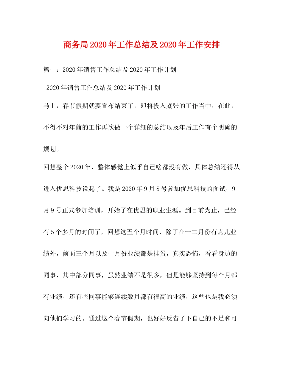 商务局年工作总结及年工作安排_第1页