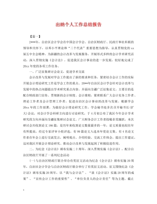 出纳个人工作总结报告2 