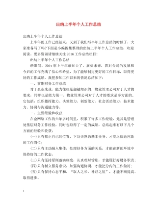 出纳上半年个人工作总结2 