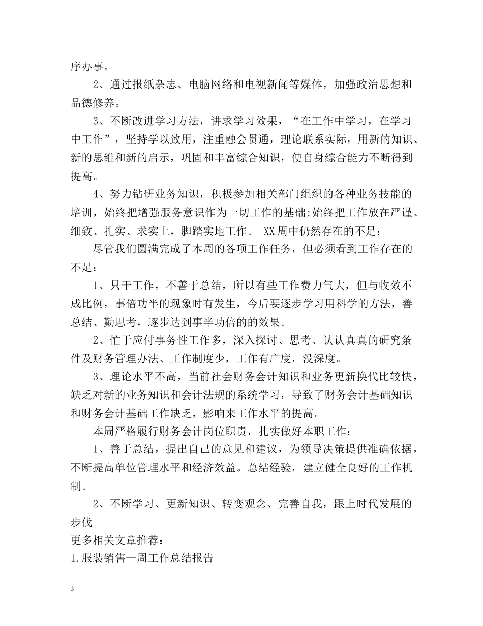 出纳一周工作总结 _第3页