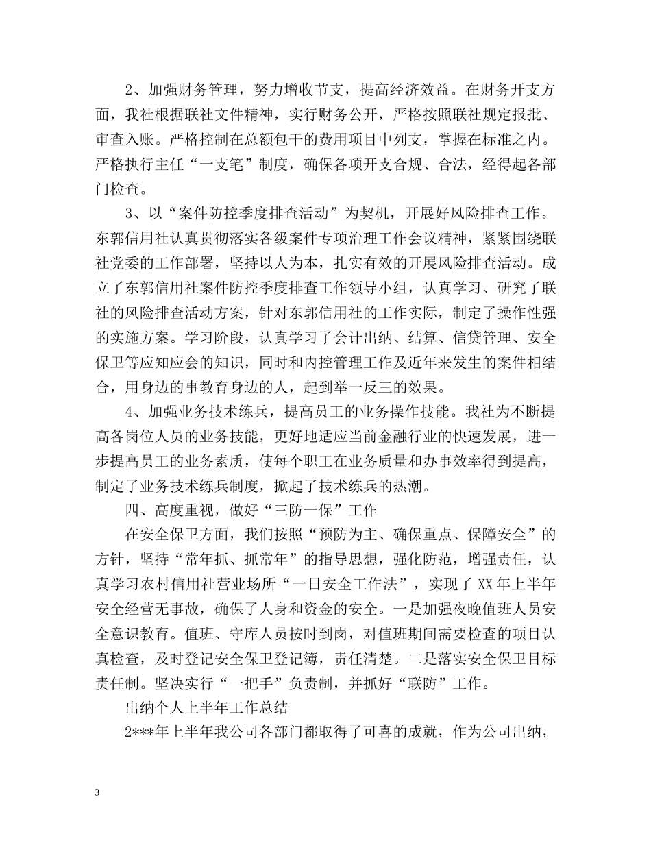 出纳上半年个人工作总结 _第3页