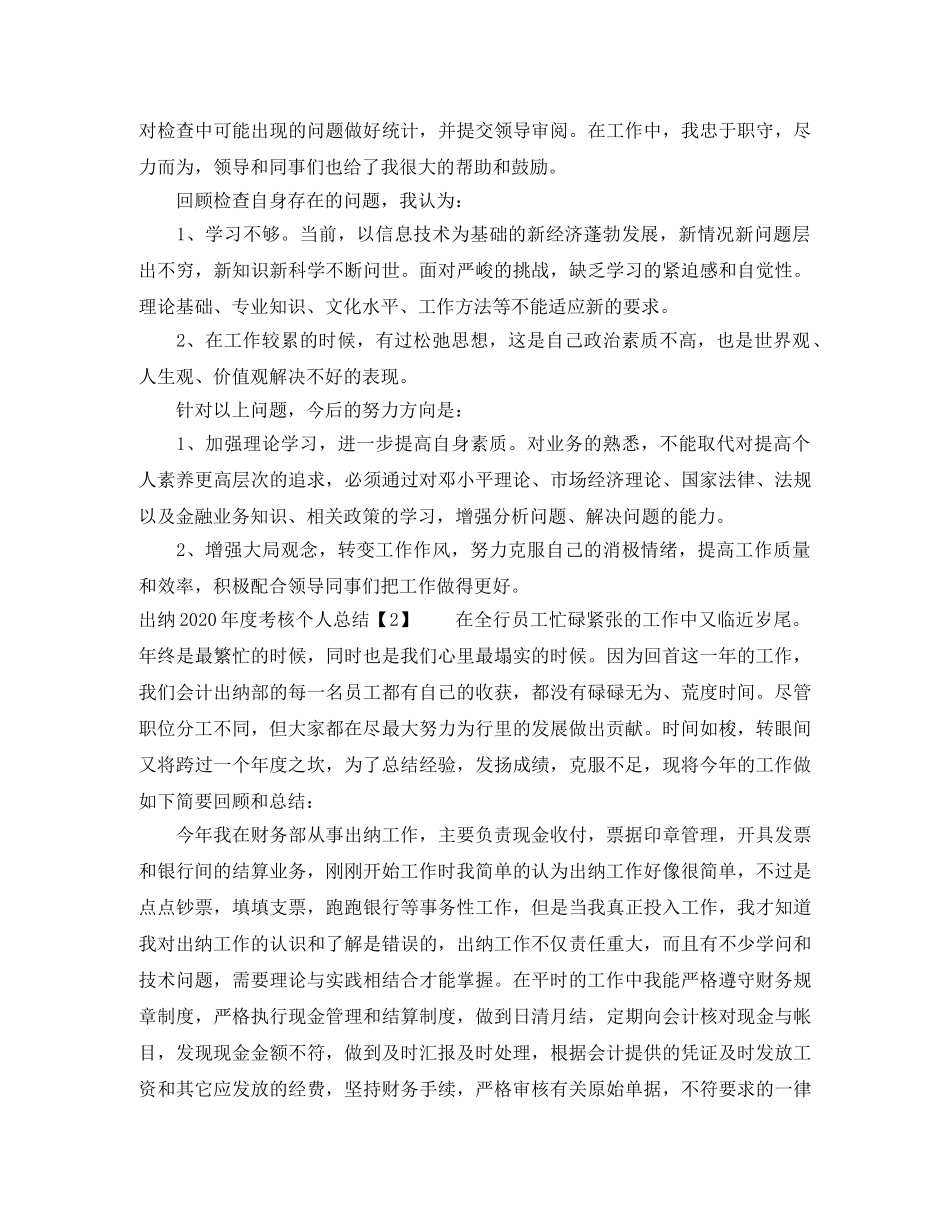 出纳2020年度考核表个人总结 _第2页