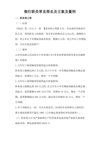 银行职员常见罪名