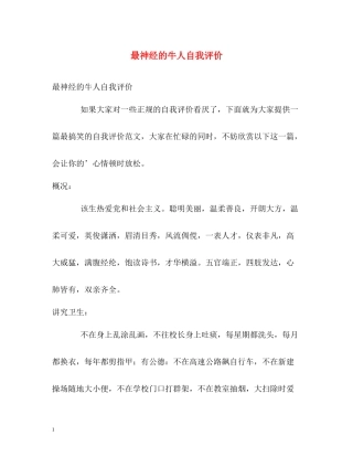 最神经的牛人自我评价