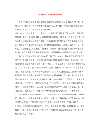 专业技术工作总结初级职称