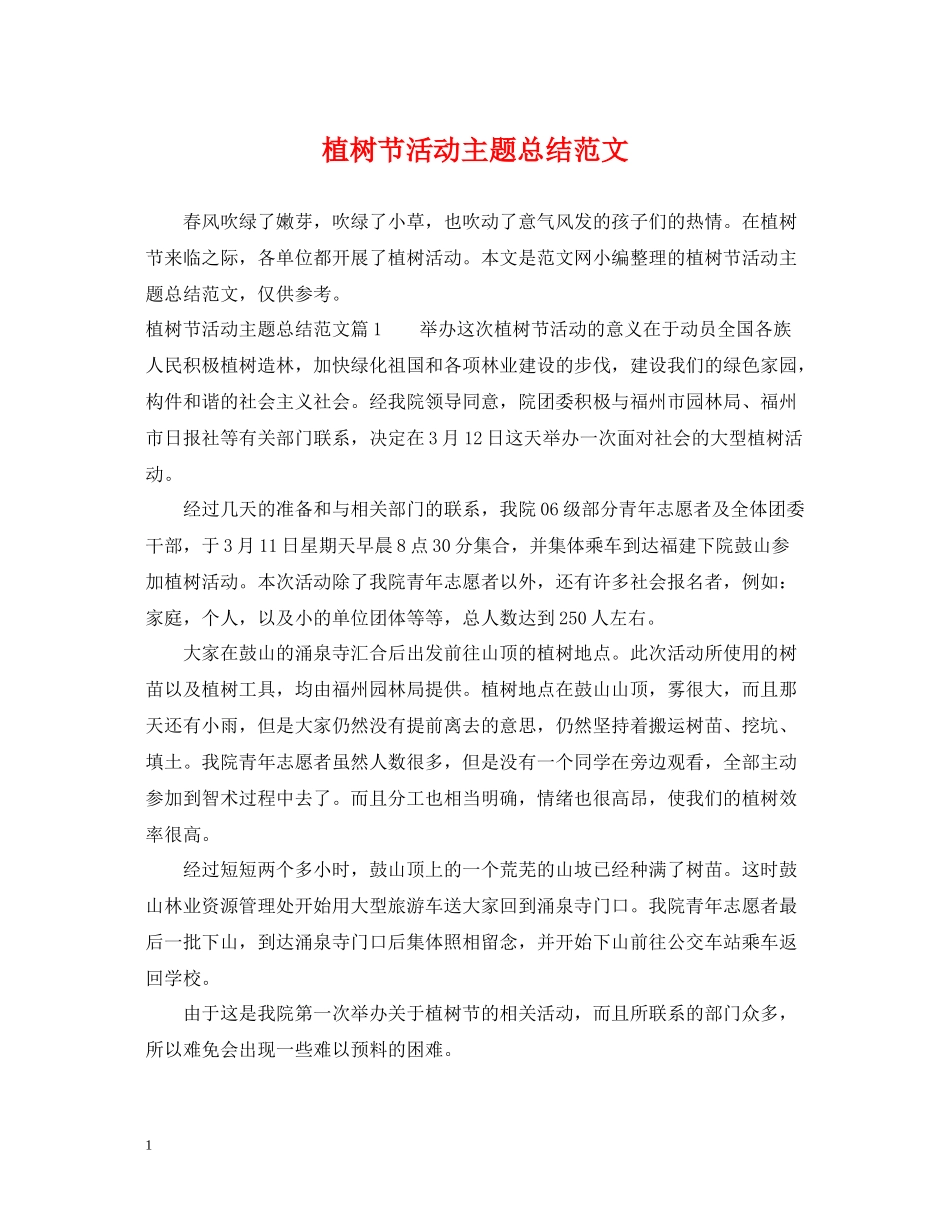 植树节活动主题总结范文_第1页