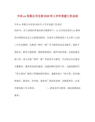 中共有限公司支部年上半年党建工作总结