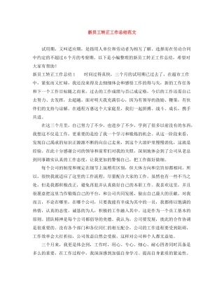 新员工转正工作总结范文