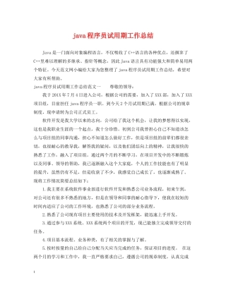 java程序员试用期工作总结