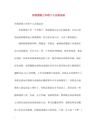 在校团委工作的个人自我总结