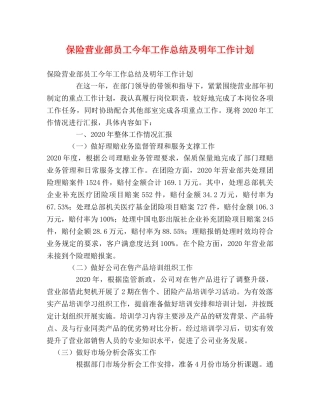 保险营业部员工今年工作总结及明年工作计划 