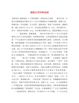 保险公司年终总结 