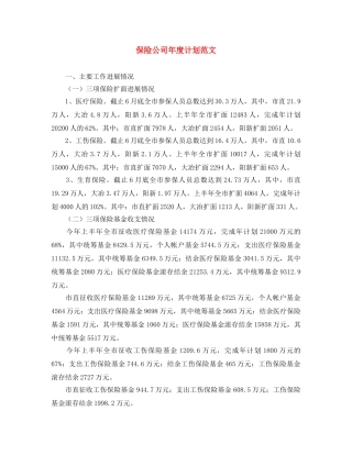 保险公司年度计划范文 