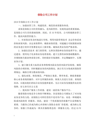 保险公司工作计划 