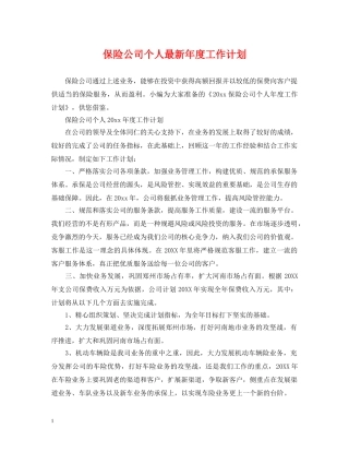 保险公司个人最新年度工作计划 