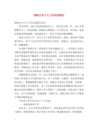 保险公司个人工作总结报告 