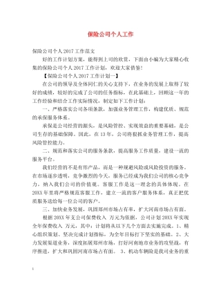 保险公司个人工作 