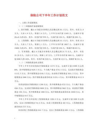 保险公司下半年工作计划范文 