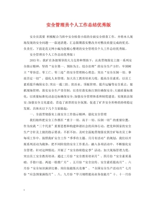 安全管理员个人工作总结优秀版
