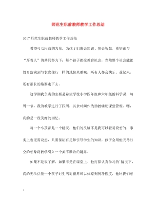 师范生职前教师教学工作总结
