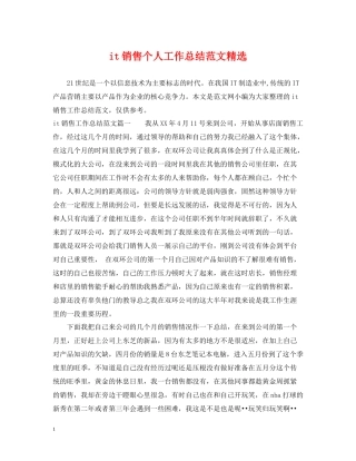 it销售个人工作总结范文精选