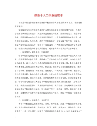 综治个人工作总结范本