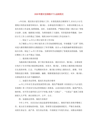 2020年度计生局统计个人总结范文